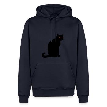 Chat noir effrayant Halloween - Sweat à capuche Premium bio Homme - bleu marine - Devant - Nico (187cm)
