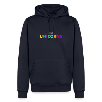 I hate unicorns - Men’s Premium Organic Hoodie - navy - Front - Nico (187cm)