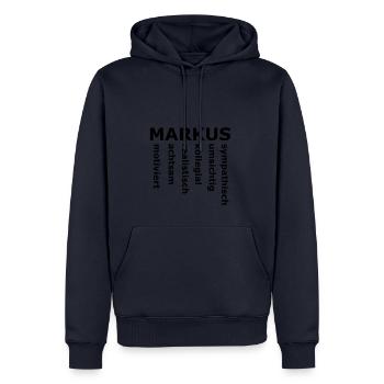 Markus - Ein spezielles Design für Markus - Männer Premium Bio Hoodie - Navy - Vorne - Nico (187cm)