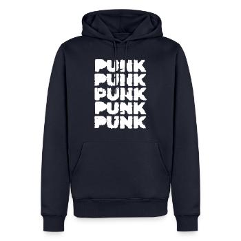 Mutiges Punk-Logo - Männer Premium Bio Hoodie - Navy - Vorne - Nico (187cm)