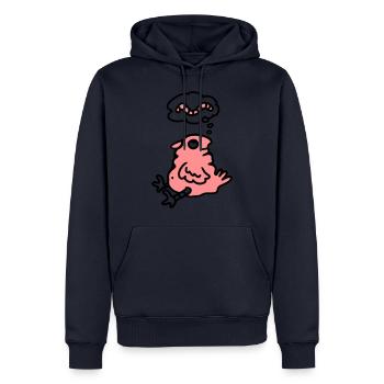 Oiseau faim - Sweat à capuche Premium bio Homme - bleu marine - Devant - Nico (187cm)