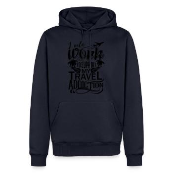 Je ne travaille que Prime - Sweat à capuche Premium bio Homme - bleu marine - Devant - Nico (187cm)