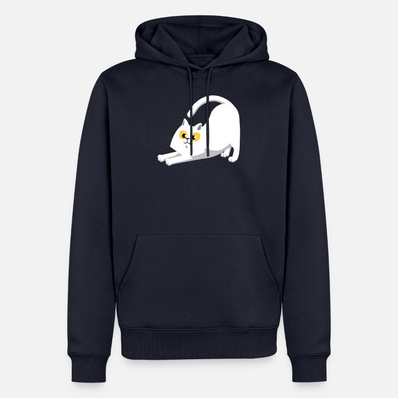 Chat blanc qui s'étend - Sweat à capuche Premium bio Homme - bleu marine