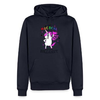 Licorne Unicorn Magic - Sweat à capuche Premium bio Homme - bleu marine - Devant - Nico (187cm)