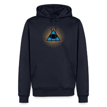 Oeil de la Providence, Dieu, pyramide, Maçonnique - Sweat à capuche Premium bio Homme - bleu marine - Devant - Nico (187cm)