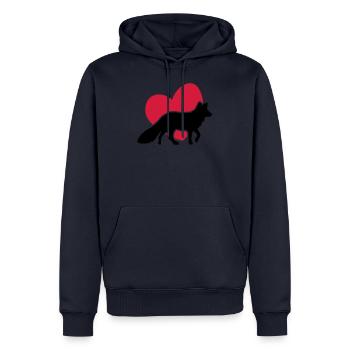 Herz Fuchs - Heart Fox - coeur renard - Männer Premium Bio Hoodie - Navy - Vorne - Nico (187cm)