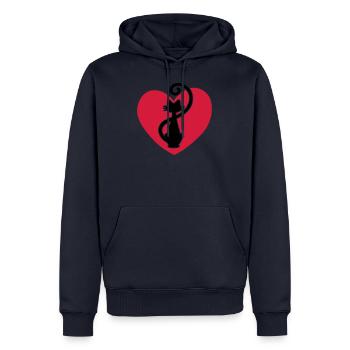 Katzendame - Dame aux chats - Dame de chat - Sweat à capuche Premium bio Homme - bleu marine - Devant - Nico (187cm)