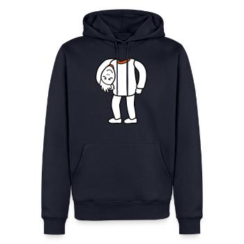 Kopf unterm Arm - Männer Premium Bio Hoodie - Navy - Vorne - Nico (187cm)