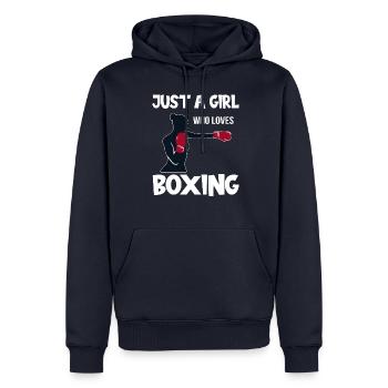 Juste une fille qui aime boxer boxe boxe en disant - Sweat à capuche Premium bio Homme - bleu marine - Devant - Nico (187cm)