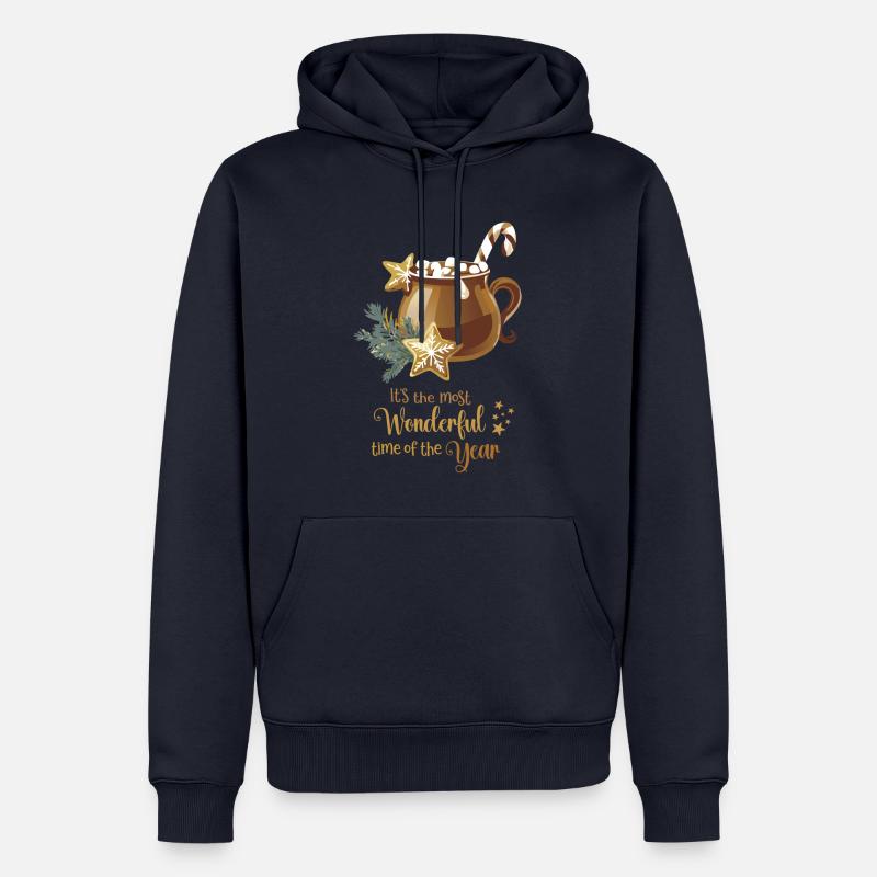 Cacao chaud, c’est le moment le plus merveilleux, Or - Sweat à capuche Premium bio Homme - bleu marine
