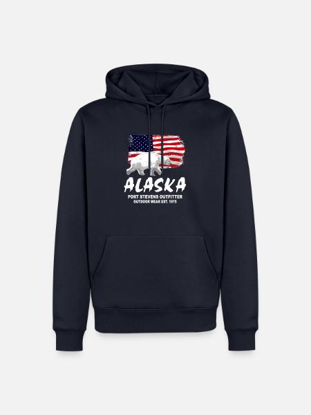 Alaska - Polar Bear - USA Flag - Männer Premium Bio Hoodie - Navy