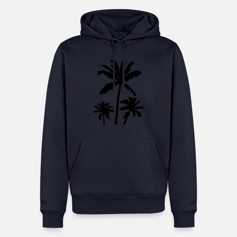 Coucher de soleil Palm Silhouette - Sweat à capuche Premium bio Homme - bleu marine