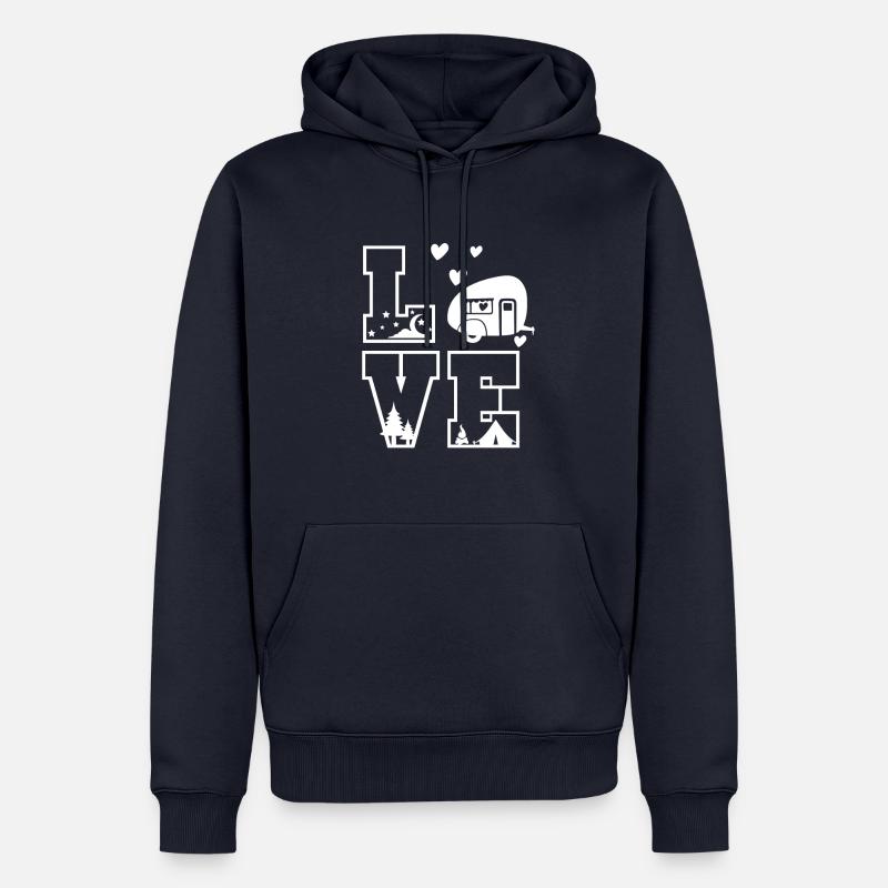 Aimer le camping - Sweat à capuche Premium bio Homme - bleu marine
