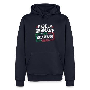 Made in Germany aus Italien - Männer Premium Bio Hoodie - Navy - Vorne - Nico (187cm)