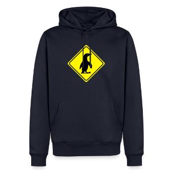 Warnung - Pinguin - 2 Farb Vektor - Männer Premium Bio Hoodie - Navy - Vorne - Nico (187cm)