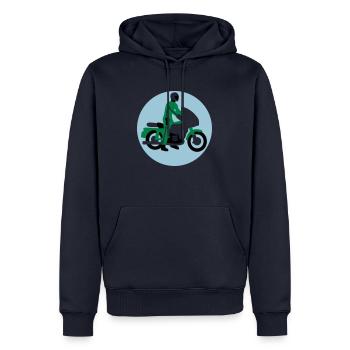 motorradpolizist_09_2016_3c02 - Männer Premium Bio Hoodie - Navy - Vorne - Nico (187cm)