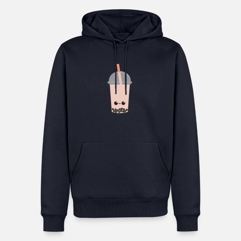 Kawaii Bubble Tea Pêche - Sweat à capuche Premium bio Homme - bleu marine