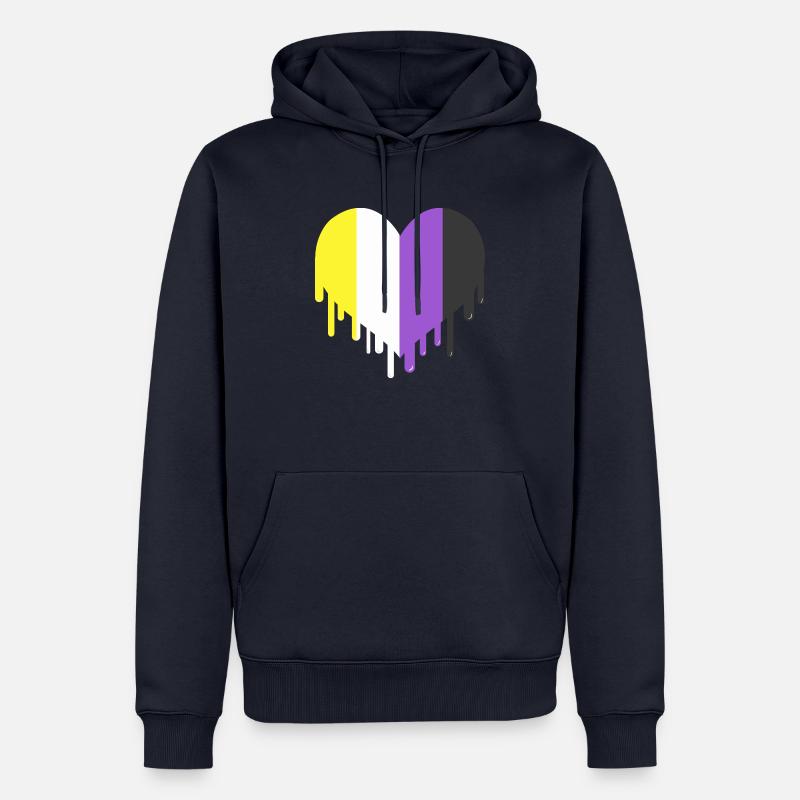 Tropfendes Nonbinary Herz Nonbinary Pride - Männer Premium Bio Hoodie - Navy