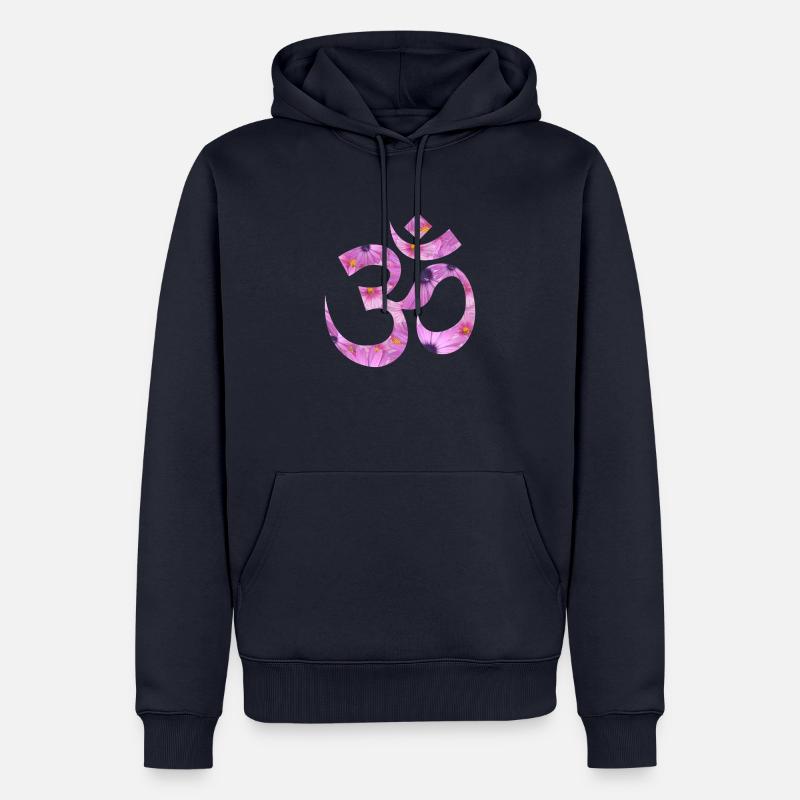 OM Fleurs 6 - Sweat à capuche Premium bio Homme - bleu marine