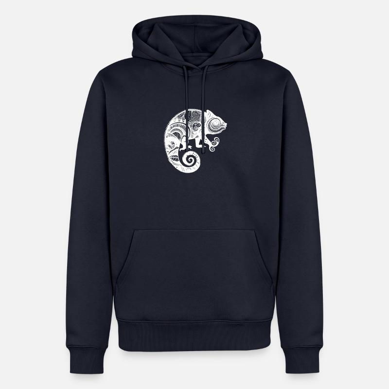 Chamäleon mit boho aztekischen Mustern - Männer Premium Bio Hoodie - Navy