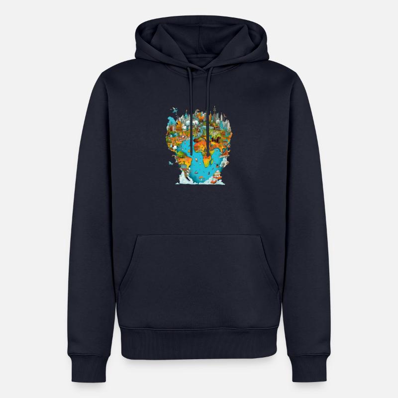 Les monuments du monde n°3 - Sweat à capuche Premium bio Homme - bleu marine
