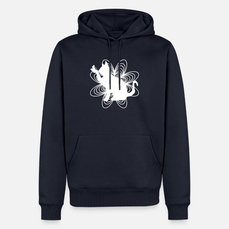 Chat Blanc - Sweat à capuche Premium bio Homme - bleu marine