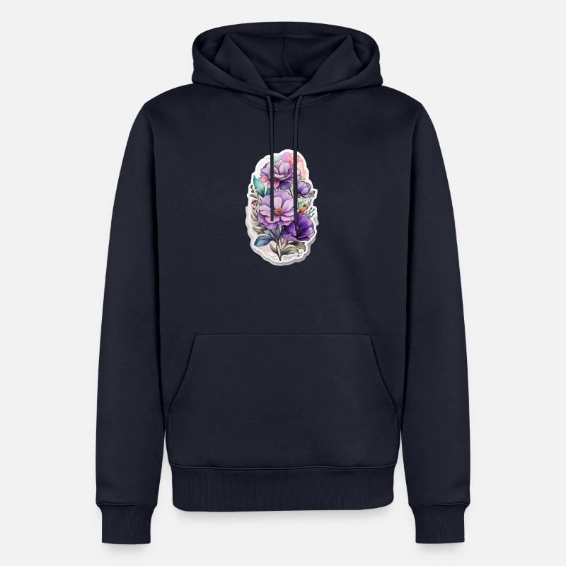 Fleur sauvage bleue - Sweat à capuche Premium bio Homme - bleu marine