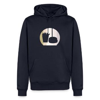 Burger BBQ Cheeseburger - Sweat à capuche Premium bio Homme - bleu marine - Devant - Nico (187cm)