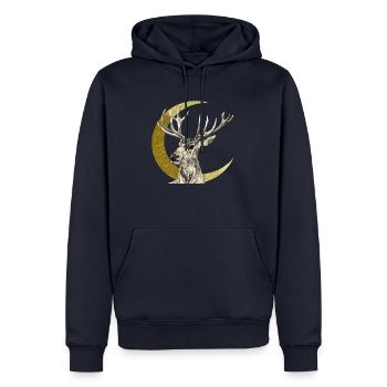 Hirsch - Männer Premium Bio Hoodie - Navy - Vorne - Nico (187cm)