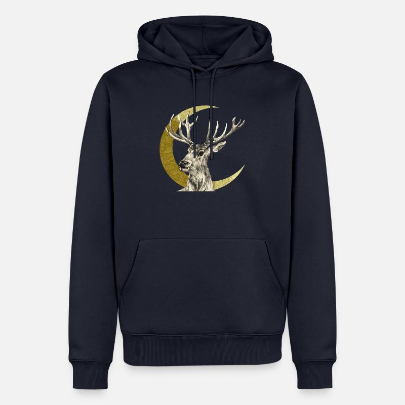 Cerf - Sweat à capuche Premium bio Homme - bleu marine
