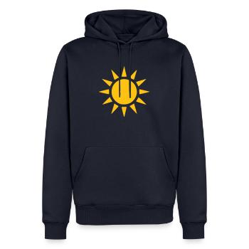 sonne - Männer Premium Bio Hoodie - Navy - Vorne - Nico (187cm)