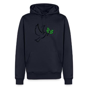 Friedenstaube - Männer Premium Bio Hoodie - Navy - Vorne - Nico (187cm)