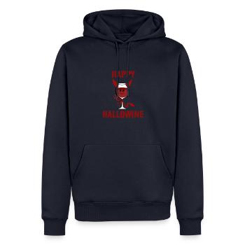 Joyeux Hallowine Vin Rouge Halloween Diable Vin - Sweat à capuche Premium bio Homme - bleu marine - Devant - Nico (187cm)