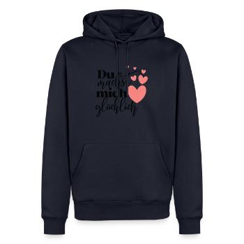 Du machst mich glücklich Liebe Motiv Liebling - Männer Premium Bio Hoodie - Navy - Vorne - Nico (187cm)