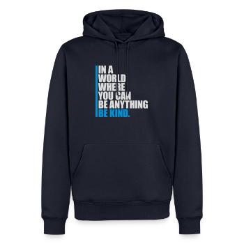 you can be kind - Männer Premium Bio Hoodie - Navy - Vorne - Nico (187cm)
