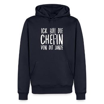 Ich Bin Die Chefin Von Dit Janze Berliner Spruch - Männer Premium Bio Hoodie - Navy - Vorne - Nico (187cm)
