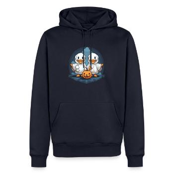 Halloween Geese Collecting Candy Trick or Treat - Men’s Premium Organic Hoodie - navy - Front - Nico (187cm)