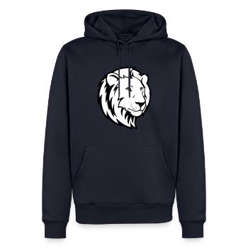 lion - Sweat à capuche Premium bio Homme - bleu marine - Devant - Nico (187cm)