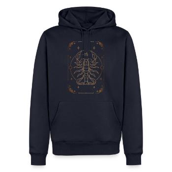Signe du Scorpion : Constellation du zodiaque - Sweat à capuche Premium bio Homme - bleu marine - Devant - Nico (187cm)