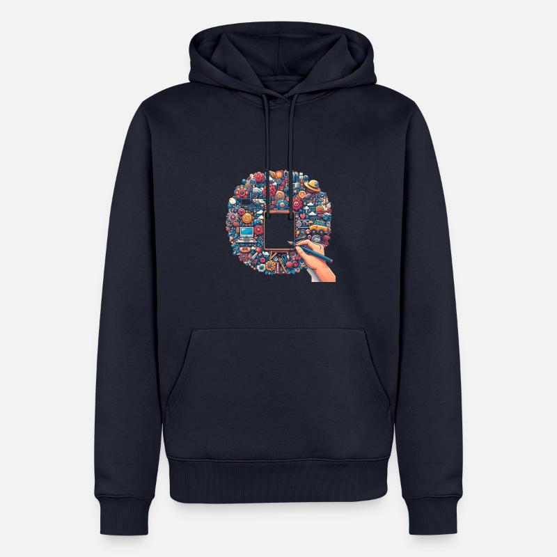 Créatif - Sweat à capuche Premium bio Homme - bleu marine