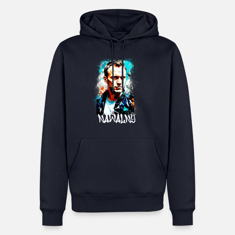 héros,navalny,graffiti,drapeau,russie - Sweat à capuche Premium bio Homme - bleu marine