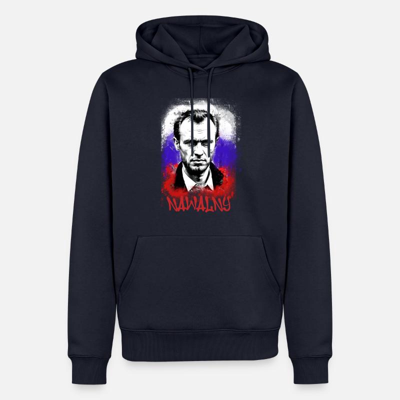 héros,navalny,graffiti,drapeau,russie - Sweat à capuche Premium bio Homme - bleu marine