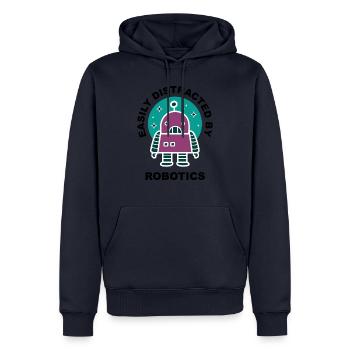 Distraits par les robots Étudiants Ingénieur - Sweat à capuche Premium bio Homme - bleu marine - Devant - Nico (187cm)