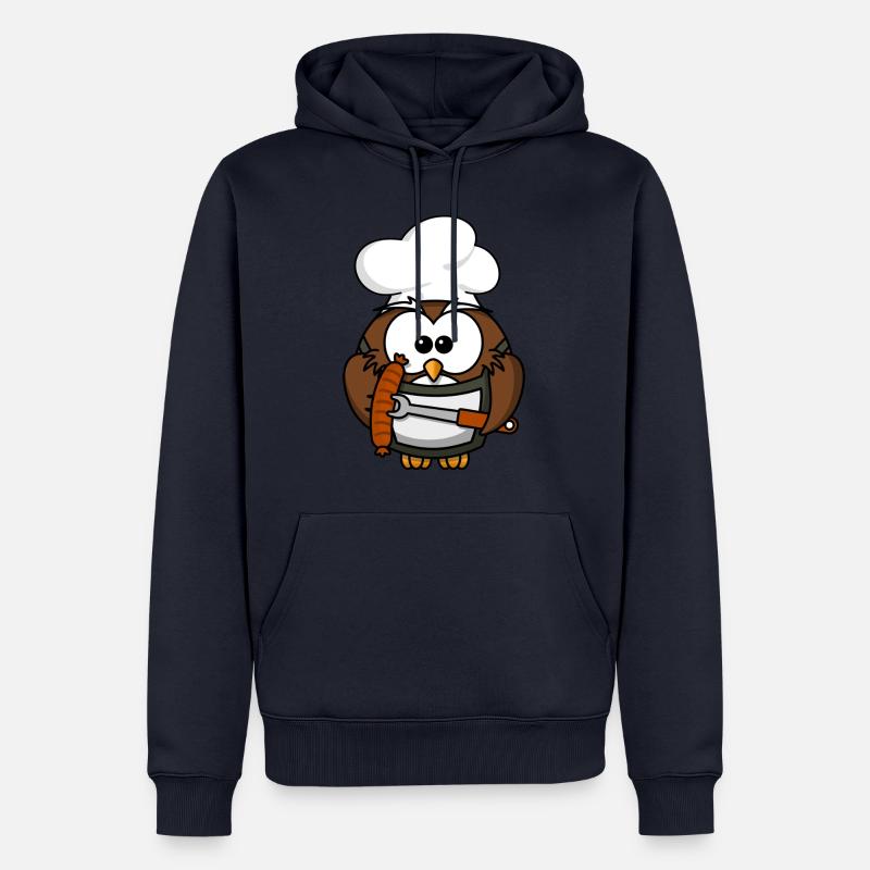 Grillmeister Eule / Papa Eule - Männer Premium Bio Hoodie - Navy