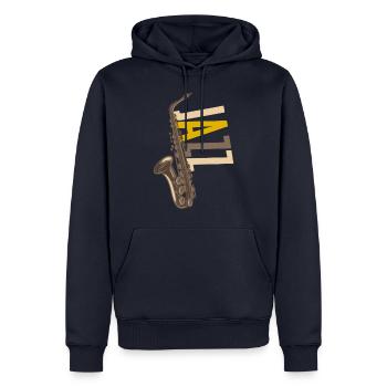 Jazz Saxophon - Männer Premium Bio Hoodie - Navy - Vorne - Nico (187cm)