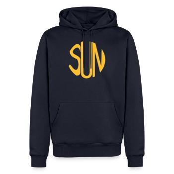 Sun - Männer Premium Bio Hoodie - Navy - Vorne - Nico (187cm)