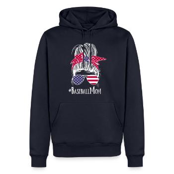 Baseball Mom USA - Männer Premium Bio Hoodie - Navy - Vorne - Nico (187cm)