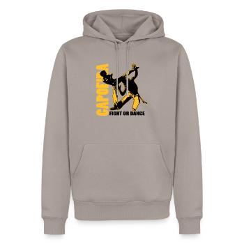 capoiera fight or dance 00 - Männer Premium Bio Hoodie - Taupe - Vorne - Nico (187cm)