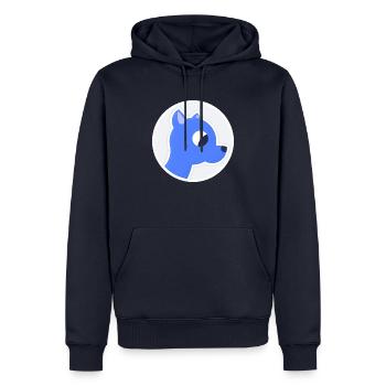 Chien / Dragon bleu douillet - Sweat à capuche Premium bio Homme - bleu marine - Devant - Nico (187cm)