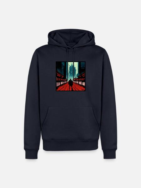 Ronin/Samurai auf den Straßen Tokios - Männer Premium Bio Hoodie - Navy